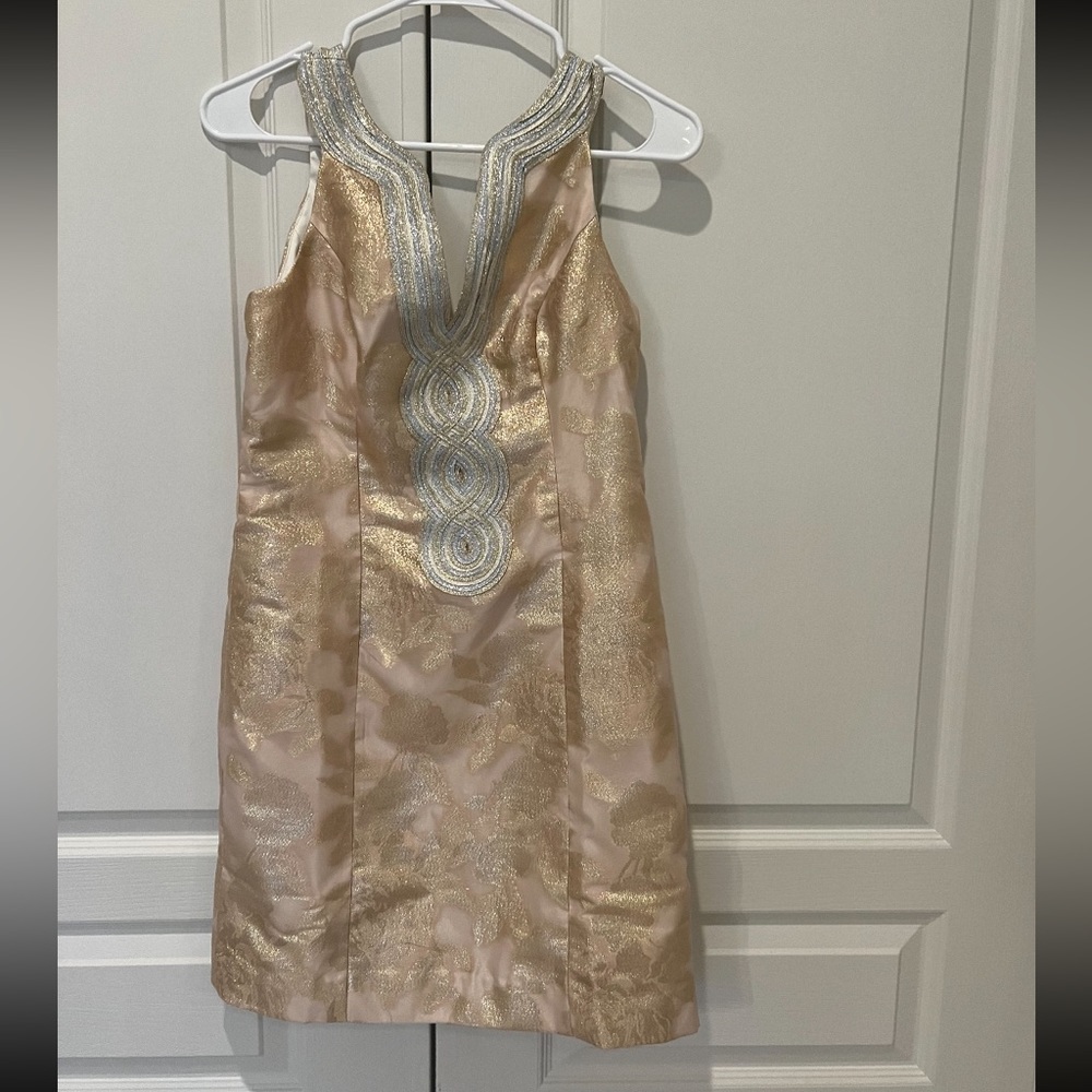 Size 0 gold organza brocade valli floral brocade S